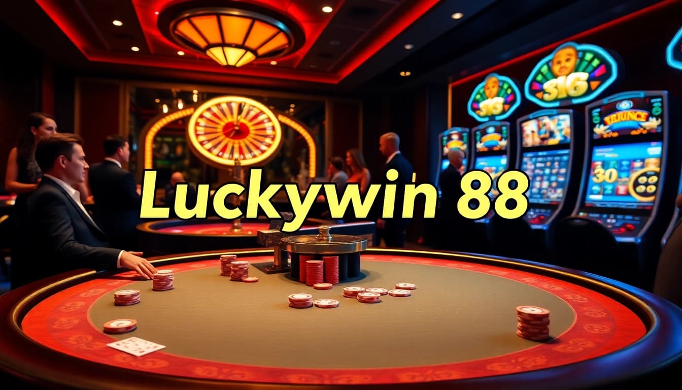 Exciting gambling action at Luckywin 88 online casino with vibrant poker and roulette.