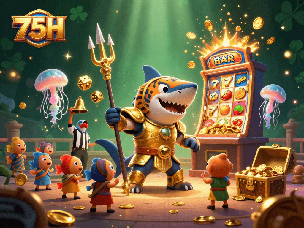 Atraia ganhos no 75H com uma promoção vibrante de caça-níqueis e jackpot no fundo subaquático.