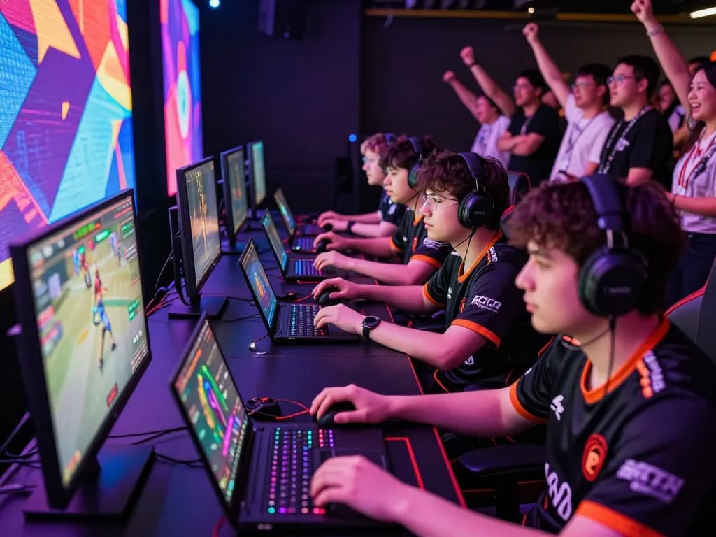 Dynamic esports betting action at Hubet88, showcasing players and vibrant tournament atmosphere.