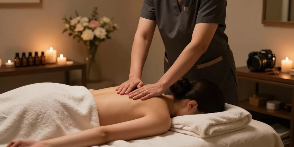 A serene 1인샵 spa experience showcasing soothing massage in a tranquil setting with essential oils.