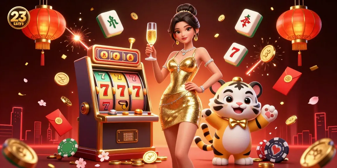 Experience thrilling wins at 23win with vibrant casino games and engaging characters in a glamorous setting.