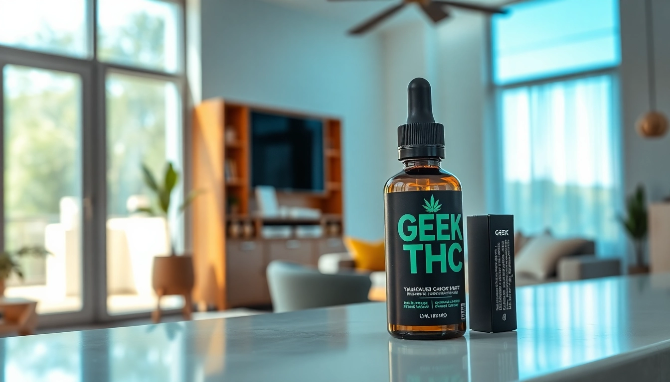 Showcase GEEK THC cannabis product in a modern, stylish setting