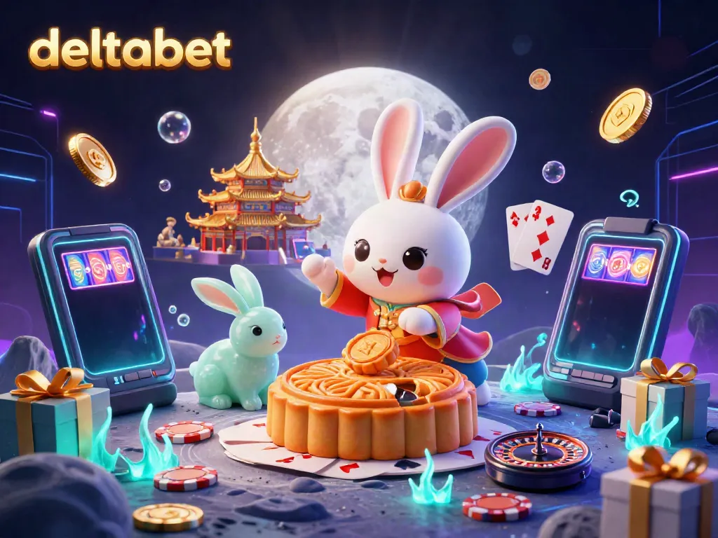 Permainan slot di DELTABET dengan karakter kelinci bulan dalam nuansa tradisional, menghadirkan pengalaman bermain yang mengesankan.