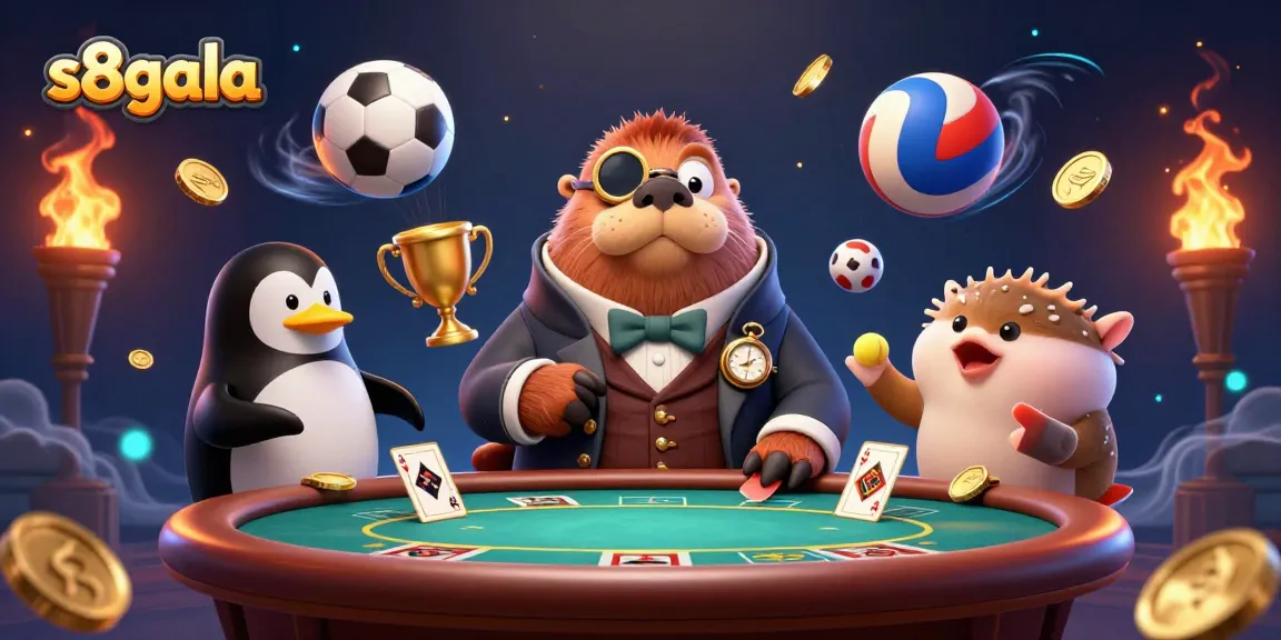 Experience thrilling gameplay with s8gala's underwater poker scene featuring dynamic characters and gambling excitement.
