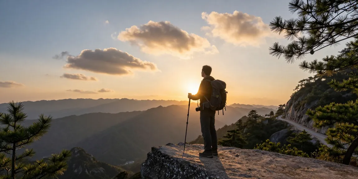 Traveler at scenic viewpoint with backpack and sunset view, showcasing outdoor adventure at https://raja328argent.com/.