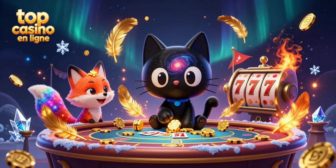 Jouer au top casino en ligne avec un chat noir gravitationnel et un renard nébuleux dans un casino cosmique.