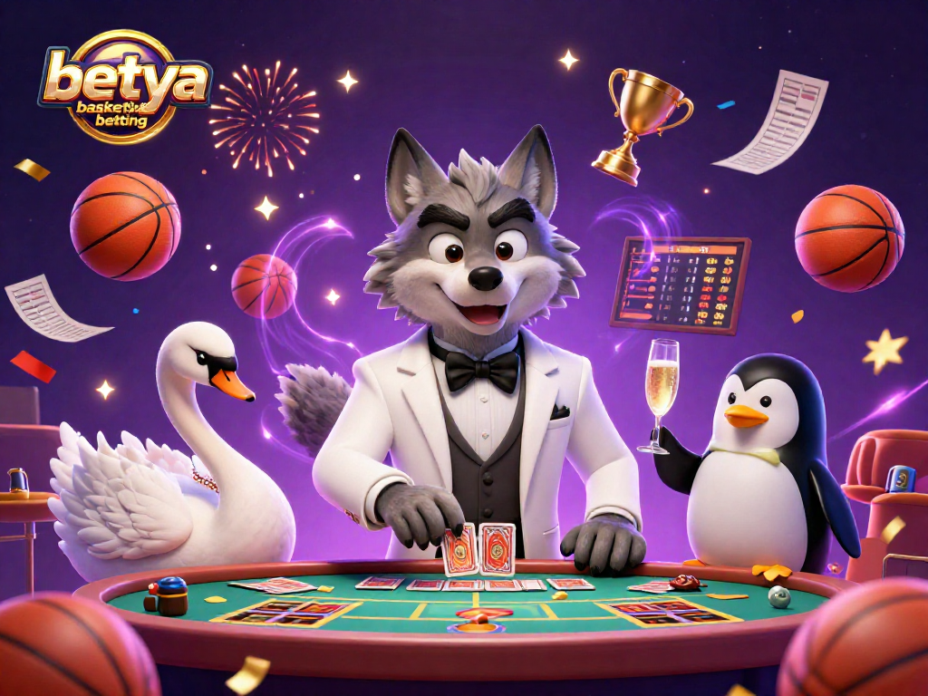 Engage in betya basketball betting with our vibrant illustration depicting lively characters and betting action.