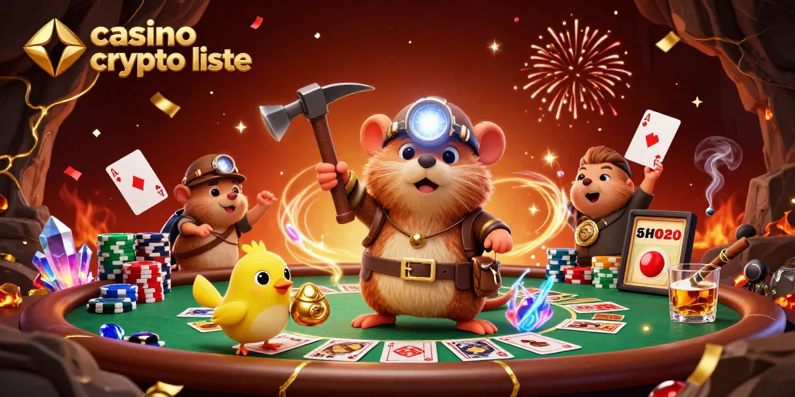 Découvrez la liste casino crypto avec un mole chasseur de trésors jouant dans un décor coloré et festif.