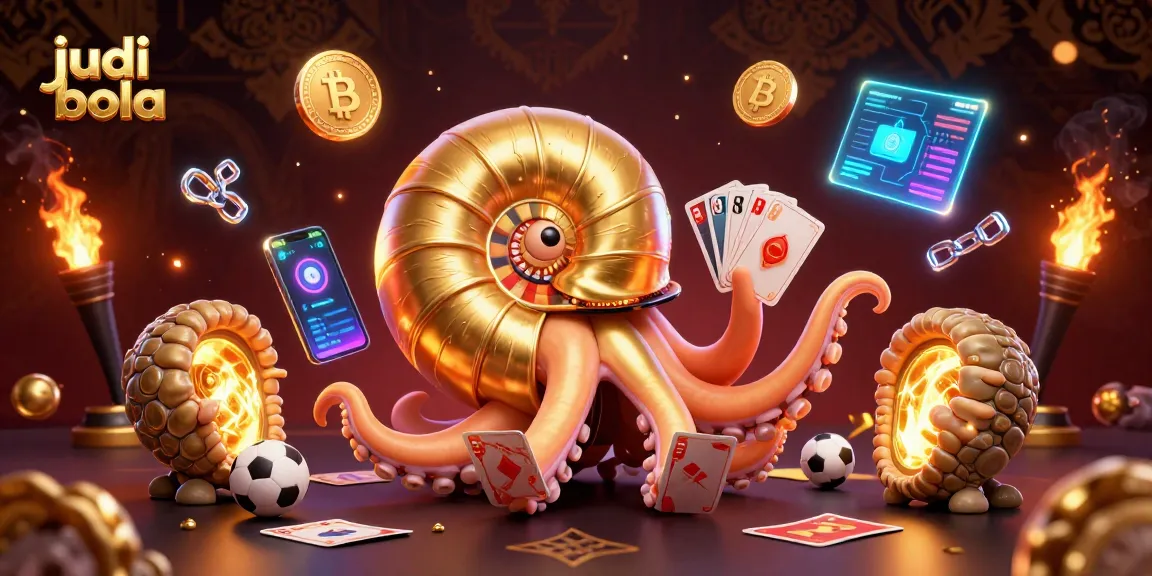 Engaging scene of judi bola featuring a nautilus roulette wheel surrounded by sports betting elements and crypto coins.