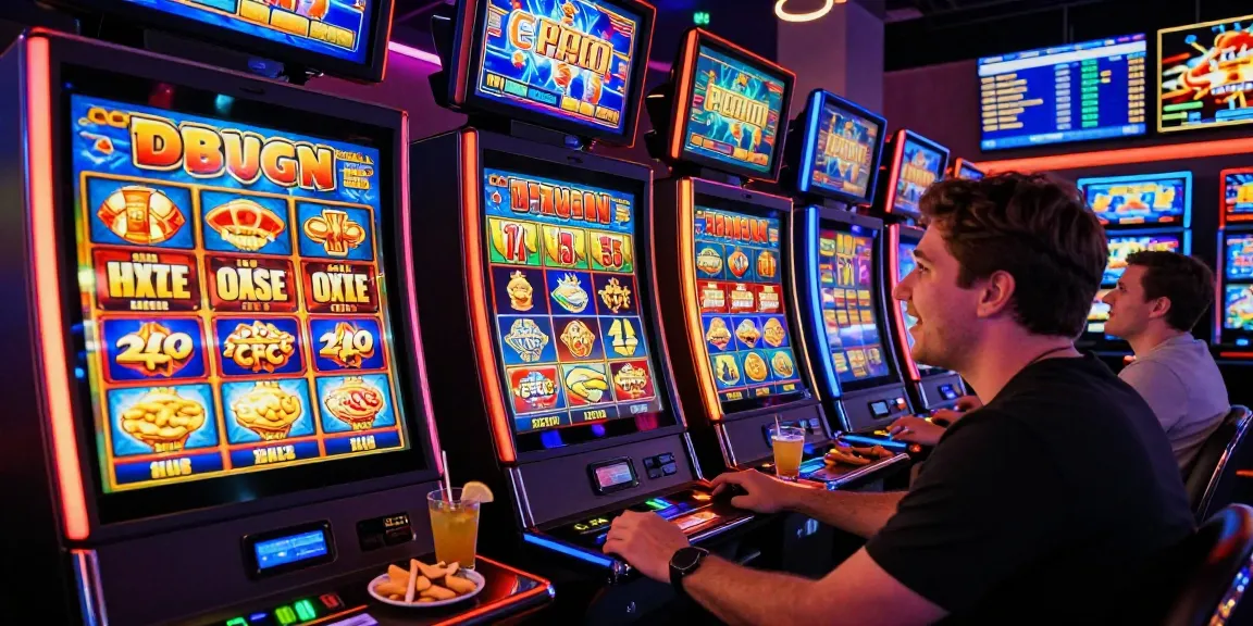 Engaging scene of a player enjoying a slot game in a vibrant online casino.