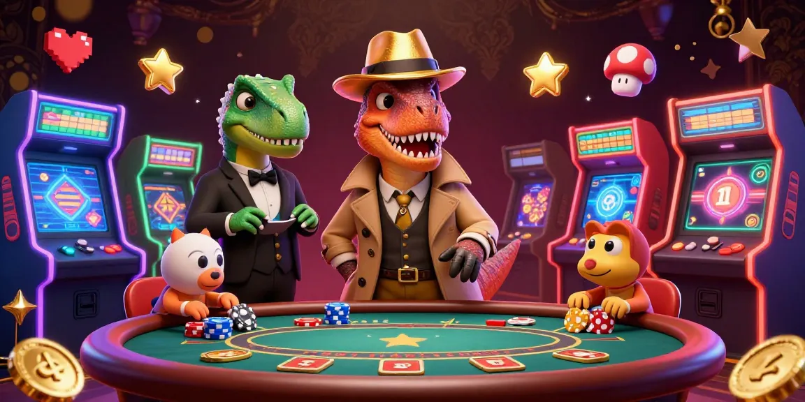 Tai go88 brings excitement as velociraptor and stegosaurus engage in casino antics, filled with colorful game elements.