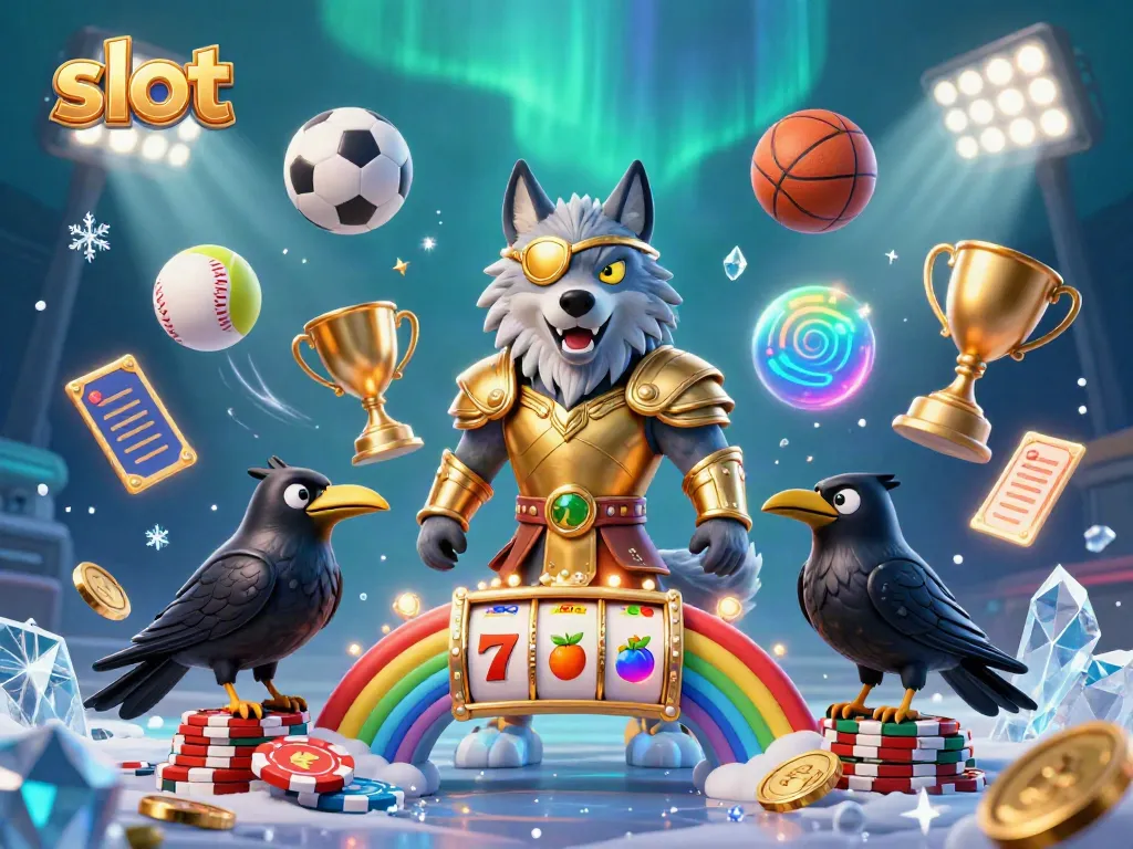 Engage in thrilling slot action with Odin and his ravens in a colorful, dynamic casino scene.
