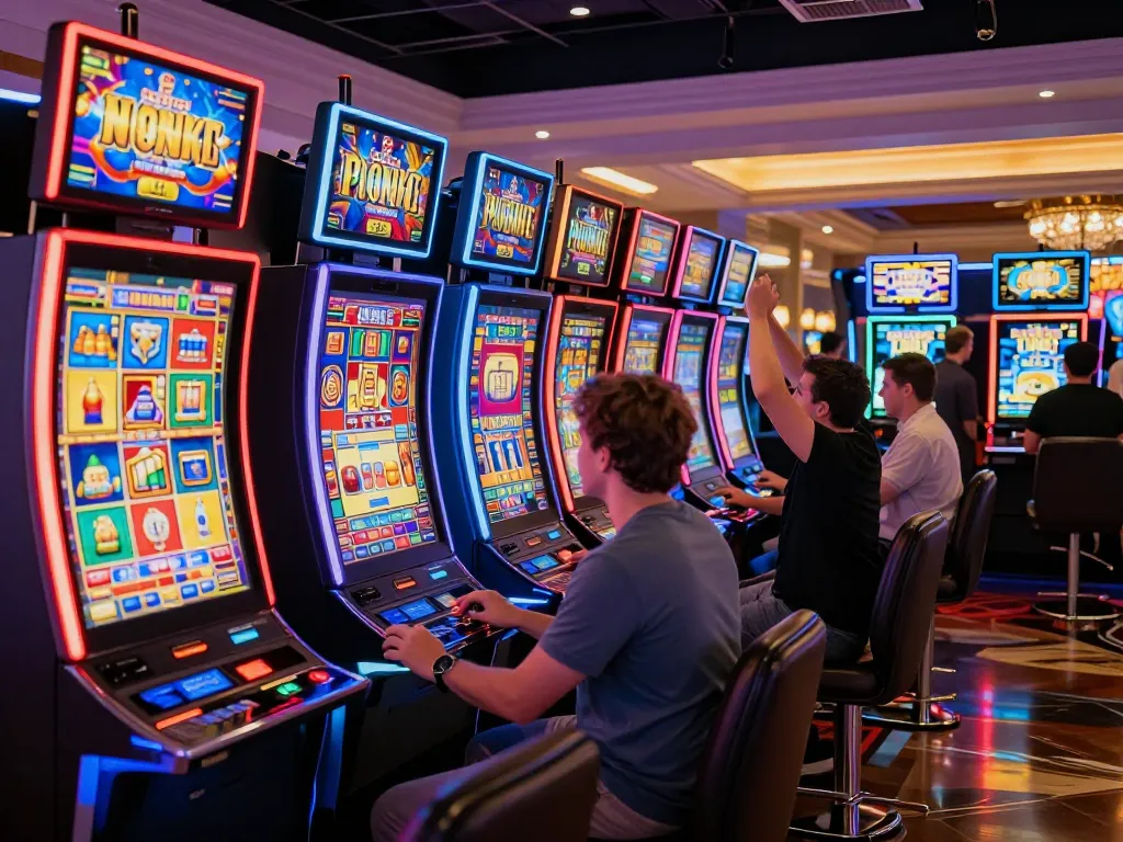 Engaging slot machine gameplay scene featuring slot bonus new member 100% excitement and vibrant neon lights