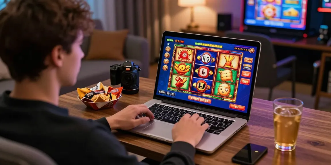 Pengguna SUPER59 menikmati permainan slot online dengan antarmuka menarik dan suasana santai.