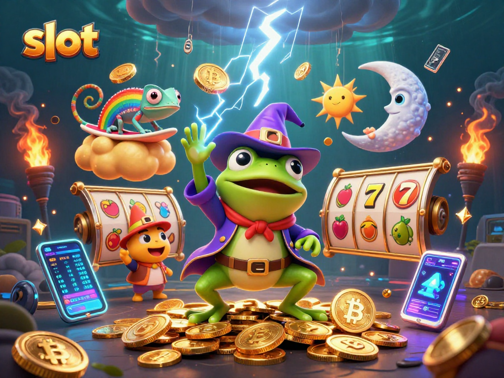 Spin slot reels and catch golden coins with our vibrant 3D casino illustration!