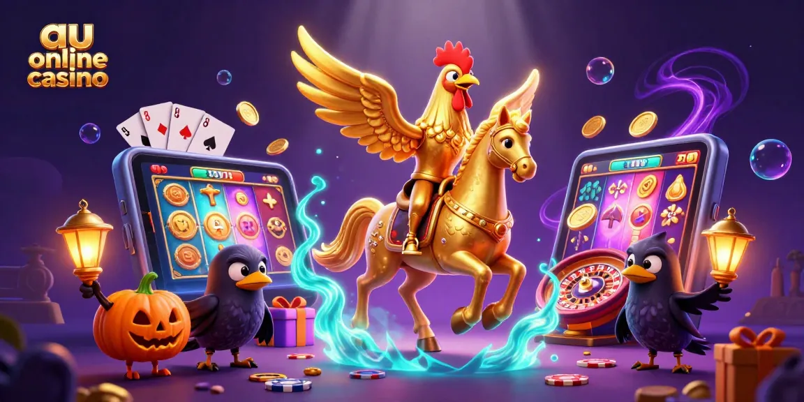 Experience exciting gameplay at au online casino with a mystical 3D scene featuring a golden rooster.
