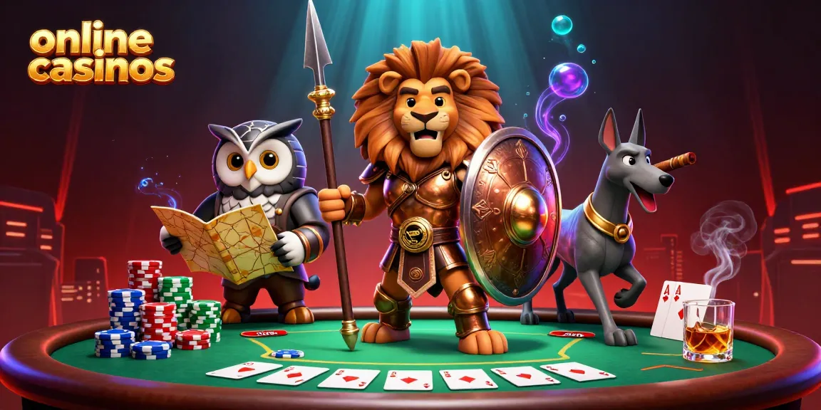 Engage in online casinos with vibrant poker scenes and dynamic characters showcasing gaming strategy.