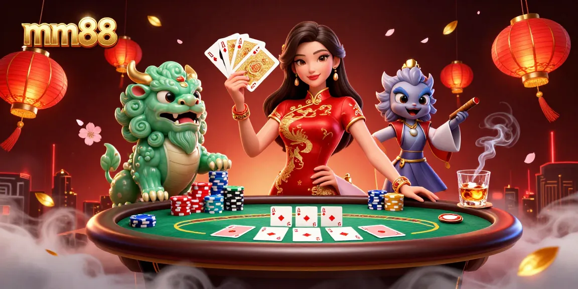 Experience the excitement of mm88 with stunning illustration featuring casino gameplay elements.