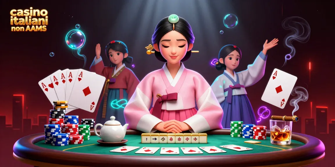 Interagisci con i casino italiani non AAMS attraverso una scena di gioco elegante che presenta personaggi asiatici e ricchi elementi di casinò.