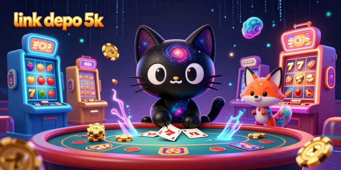Engage with the exciting world of link depo 5k as vibrant slot machines and adorable characters create a dynamic casino scene.