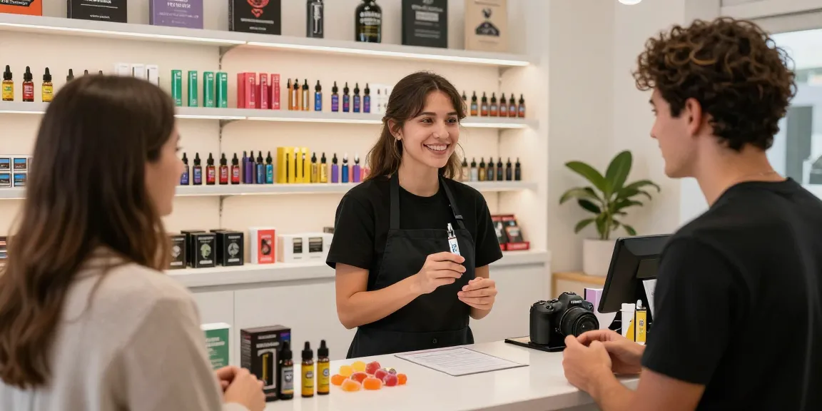Hochwertige THC Vape Produkte bei THC Vape Europa, Kundeninteraktion und Beratung im Shop.