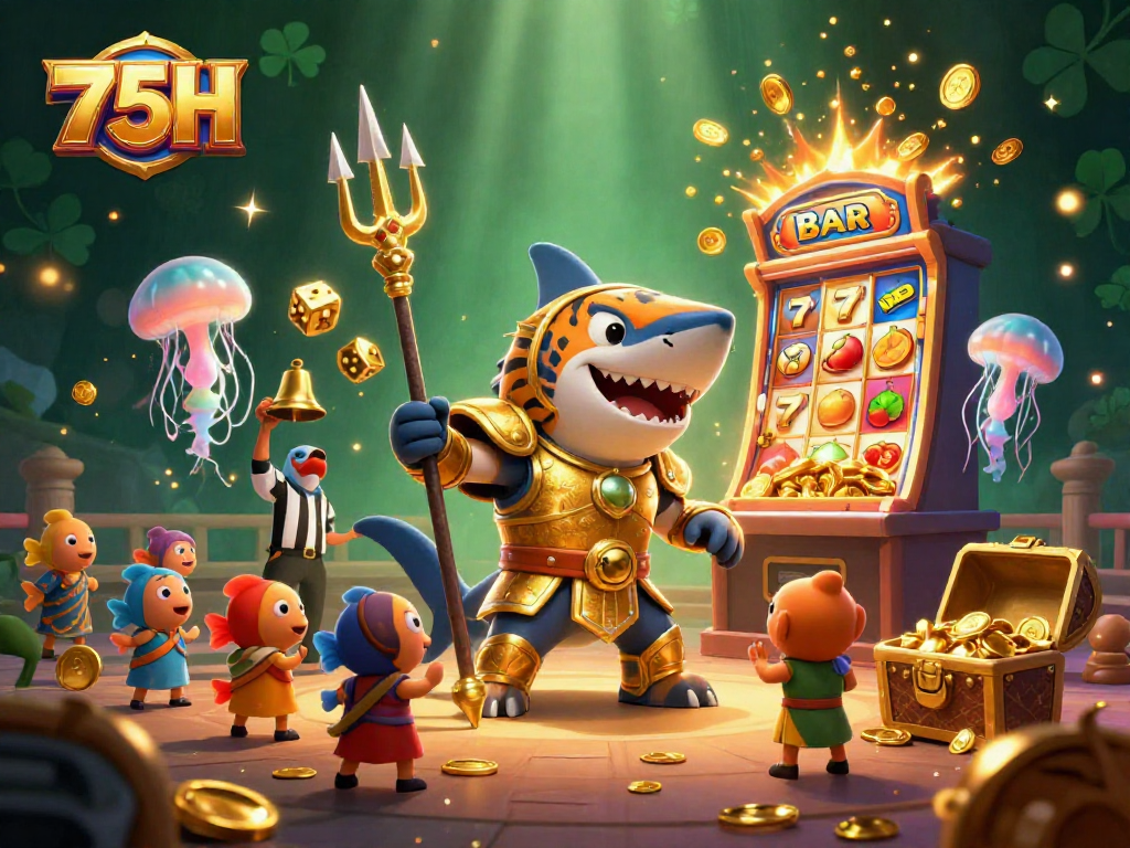 Atraia ganhos no 75H com uma promoção vibrante de caça-níqueis e jackpot no fundo subaquático.