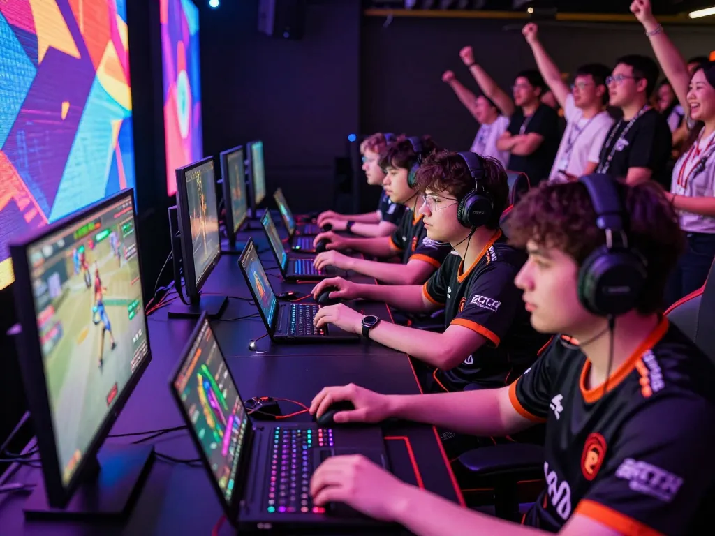 Dynamic esports betting action at Hubet88, showcasing players and vibrant tournament atmosphere.