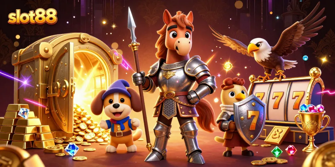 Engage with slot88 dynamics in this rich 3D scene featuring knights and treasures.