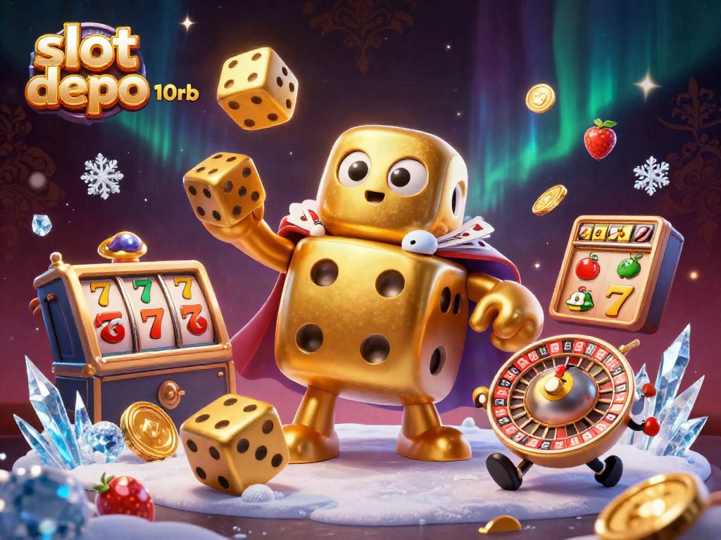 Engage with slot depo 10rb in this vibrant 3D casino illustration showcasing intricate gaming elements.