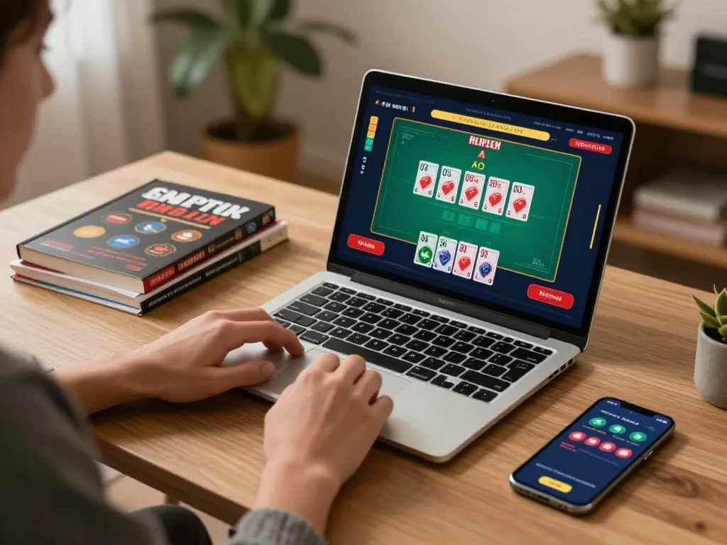 Engaging gameplay on tor hidden wiki through live dealer blackjack on laptop, showcasing strategic betting.