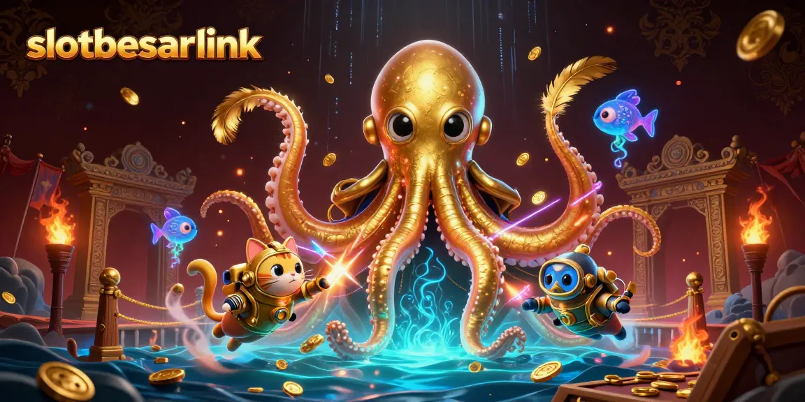 Experience excitement with slotbesarlink, where a colossal kraken guards treasures amidst thrilling gaming elements.
