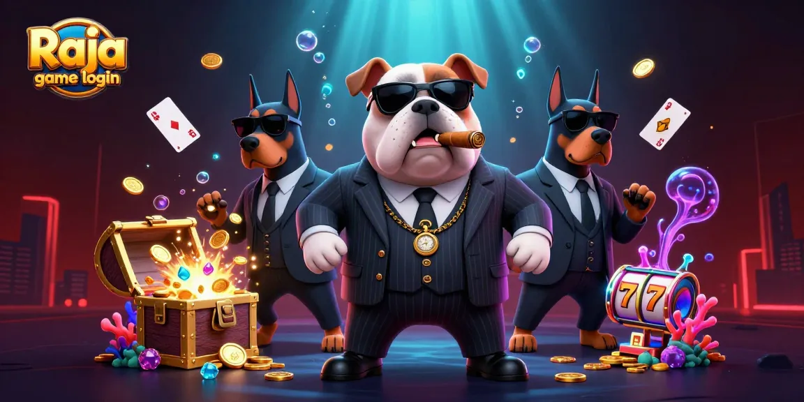 Boost your experience with Raja game login as a bulldog mafia boss and Dobermans flank vibrant casino elements.
