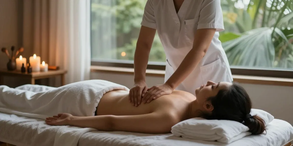 Swedish massage therapy environment showcasing relaxation with calming candles and essential oils.