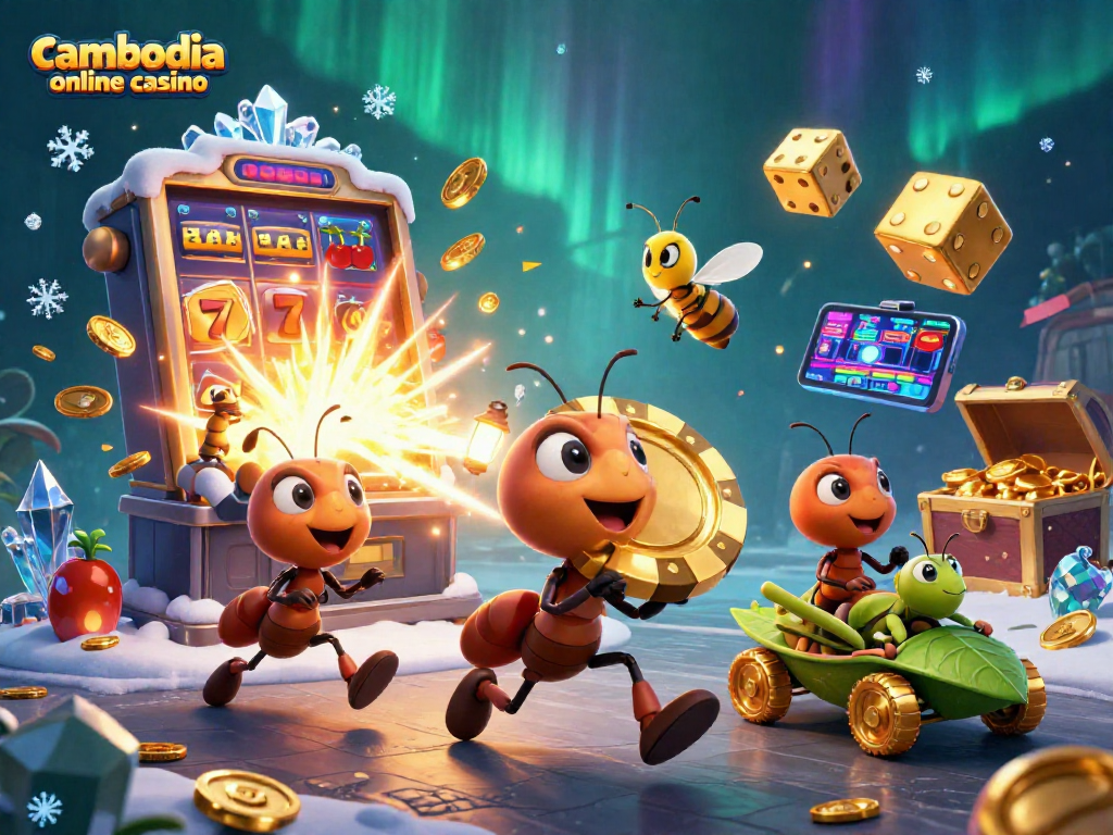 Experience the excitement of the cambodia online casino with vibrant gambling elements and animated characters.
