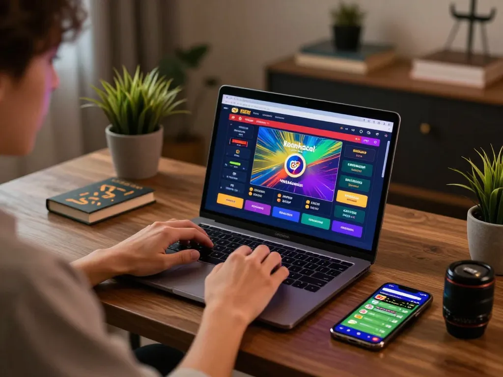 Engaging with the keonhacai online betting interface on a laptop, illustrating dynamic gaming strategy.