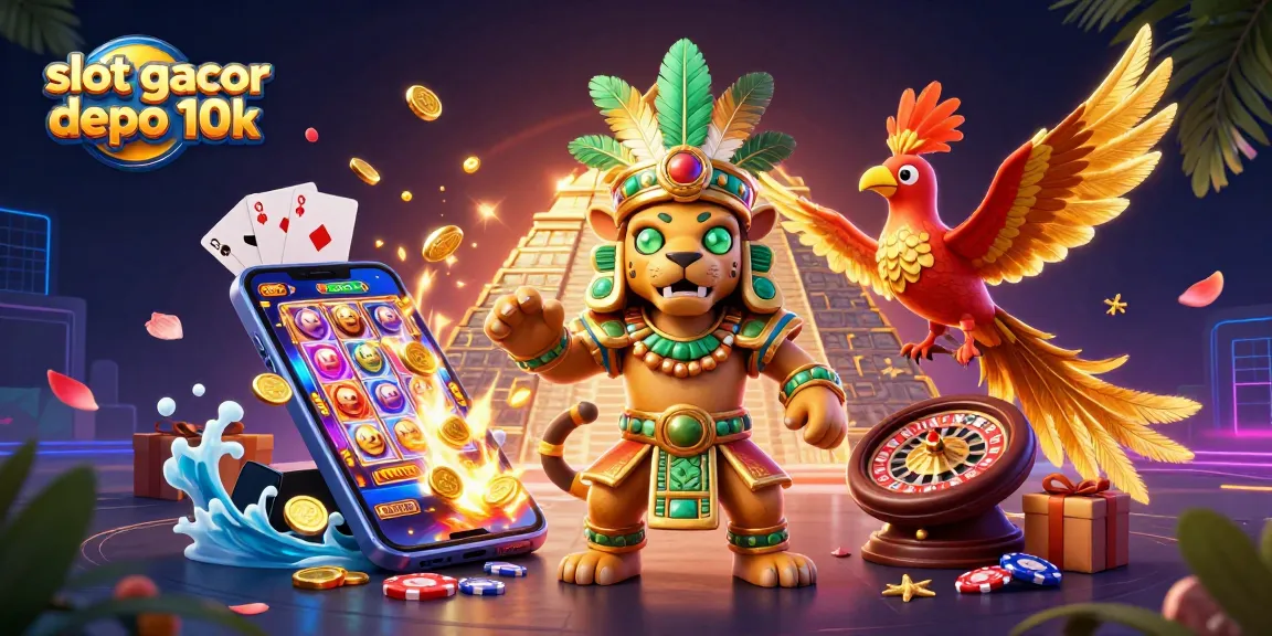 Menangkan jackpot di slot gacor depo 10k dengan simbol dan elemen menarik di sekitar karakter.