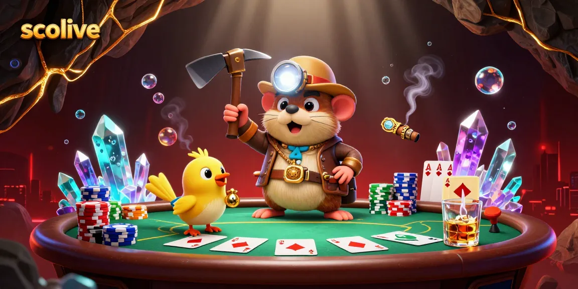 Socolive sports betting scene featuring cartoon treasure hunter mole and poker elements dynamically around