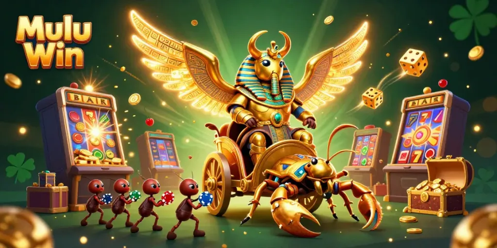 Mulu Win showcases players enjoying an exhilarating casino experience with vibrant elements and iconic characters.
