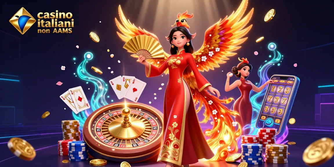 Interagisci con i casino italiani non AAMS attraverso un'illustrazione 3D vivace che mostra elementi di gioco emozionanti.
