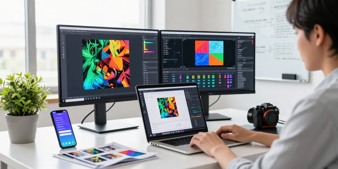 AI image detector in action showing vibrant analysis results and patterns, utilizing free ai detector online tool.
