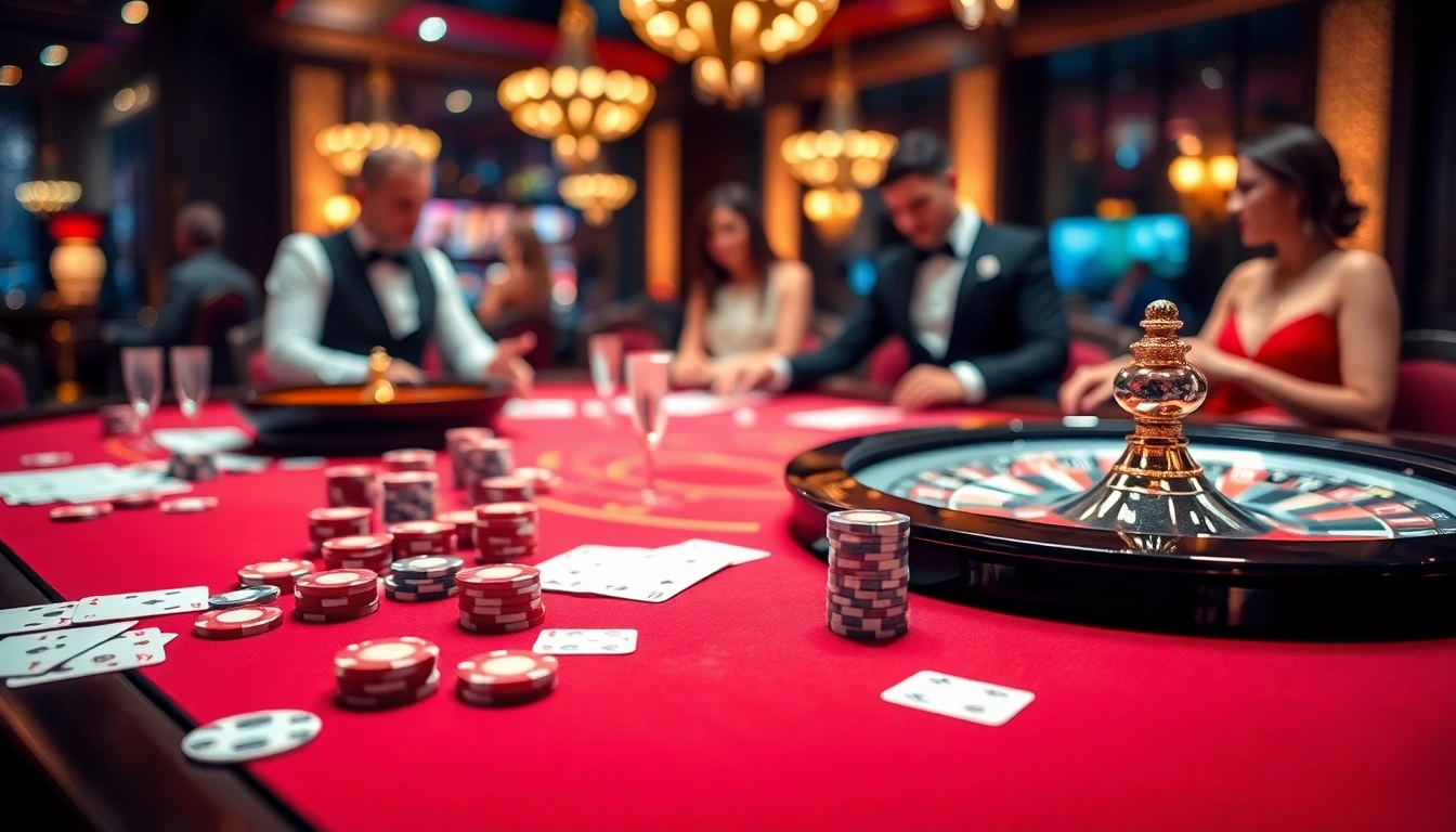 Experience the thrill of high-stakes gambling at 68win with poker tables and vibrant casino elements.