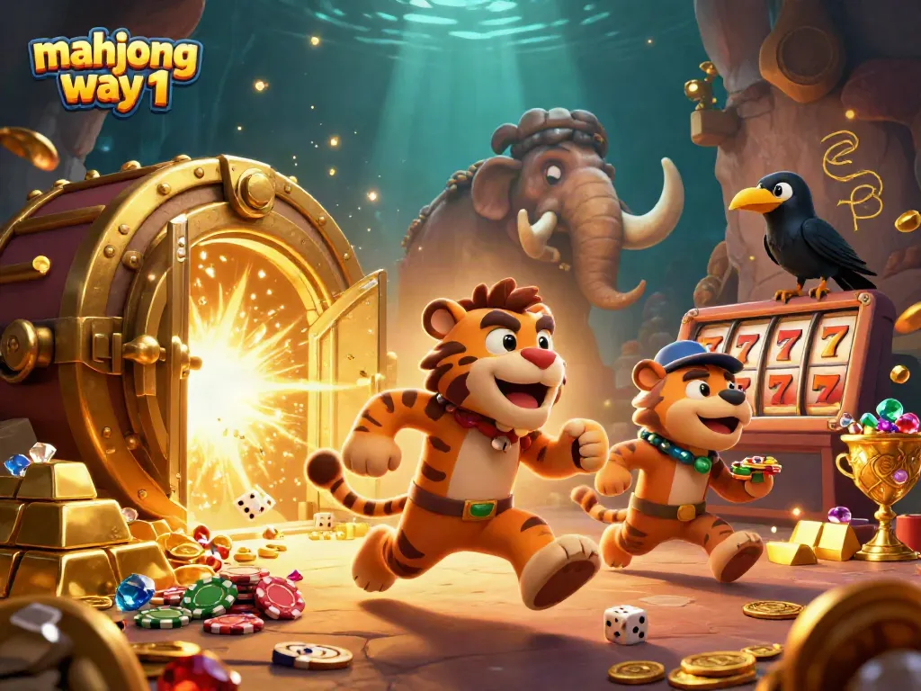Engage with mahjong way 1 in a colorful 3D casino scene filled with treasures and excitement.