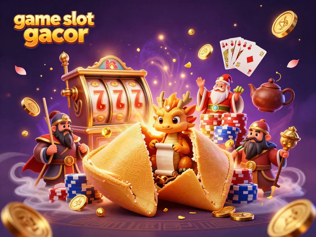 Experience excitement with game slot gacor through vibrant casino-themed 3D illustration.