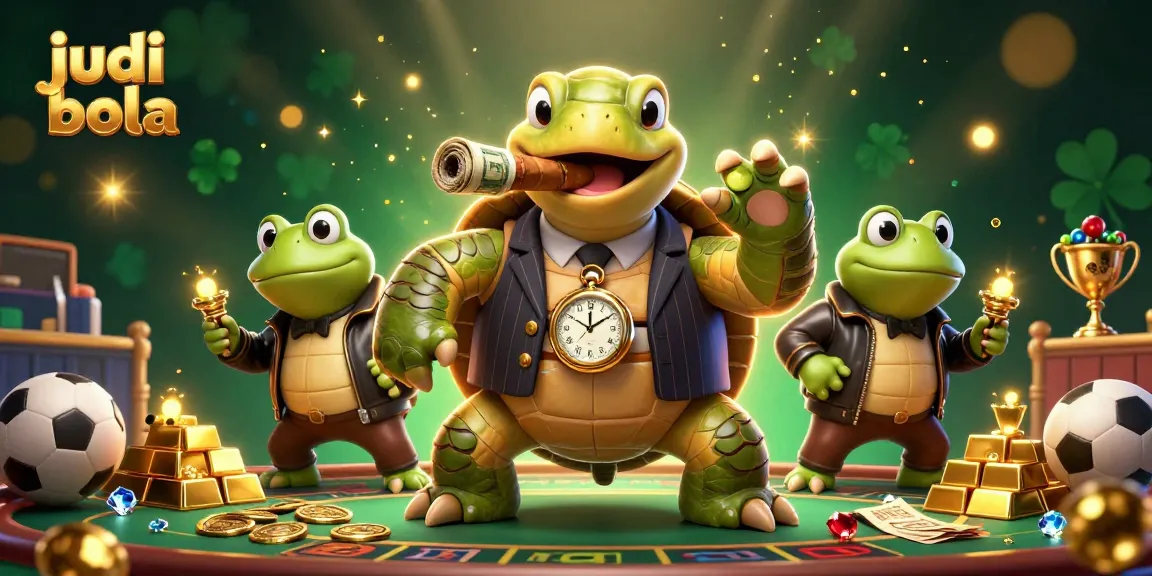 Bet on judi bola with the snapping turtle mob boss surrounded by sports elements and riches