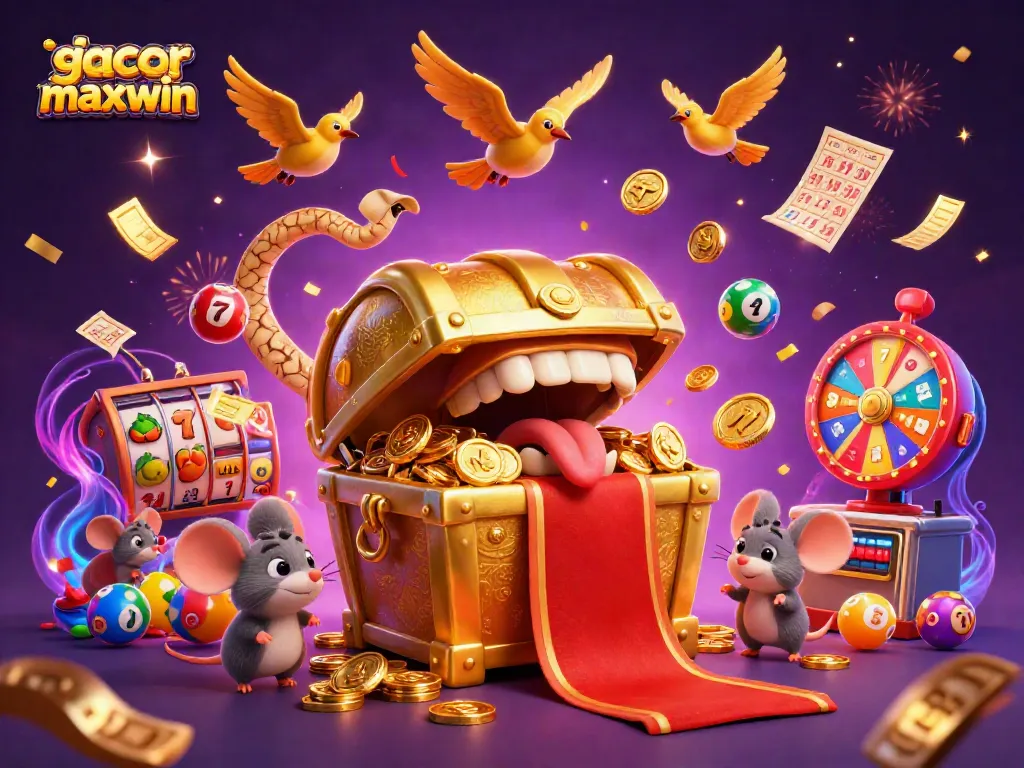 Experience the excitement of slot gacor maxwin with vibrant 3D casino characters surrounded by dynamic game elements and magical effects.