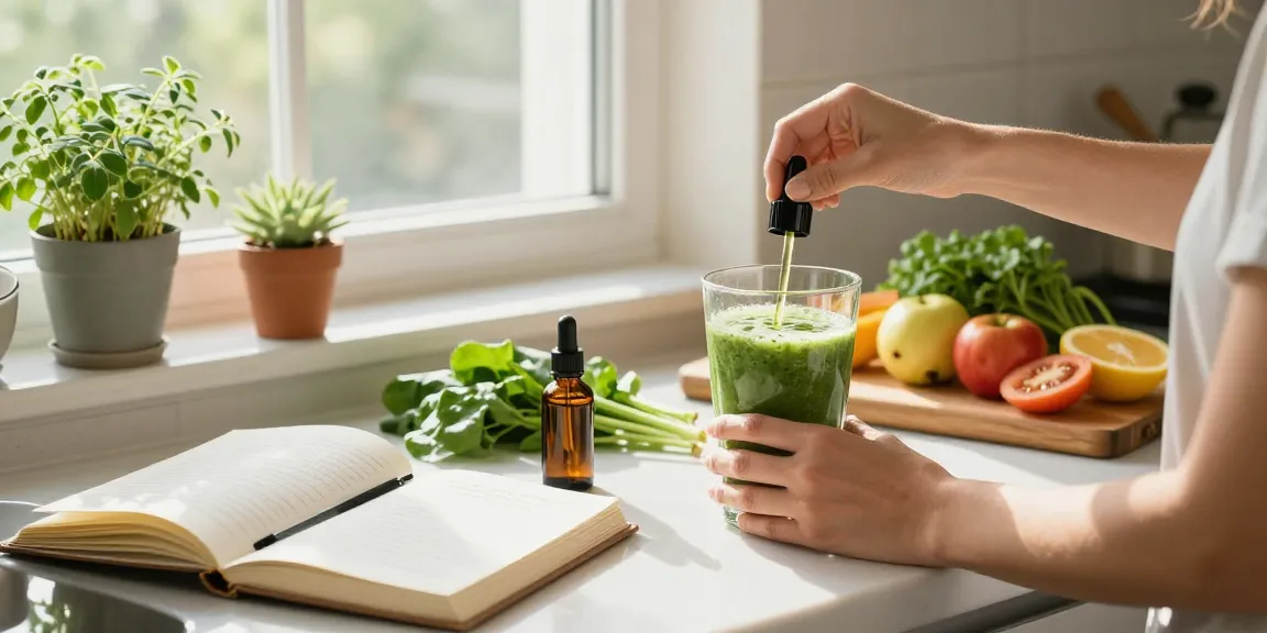 Proper loud CBD oil used in healthy breakfast smoothie, emphasizing quality and natural wellness.