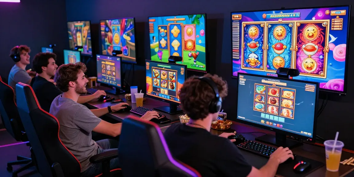 Exciting group playing slot online games in a vibrant digital space