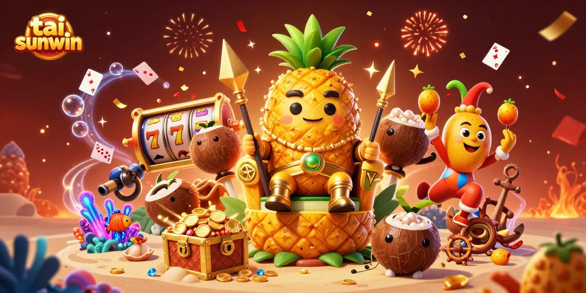Bet on tai sunwin and win big in a colorful 3D casino scene with vibrant characters.