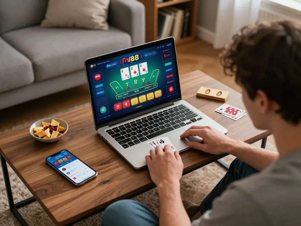 Player engaging in a live dealer blackjack game on Fly88, showcasing an immersive online gaming experience.