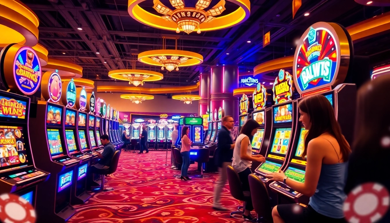 Experience the thrill of demo slot pragmatic with vibrant gaming machines and enthusiastic players.